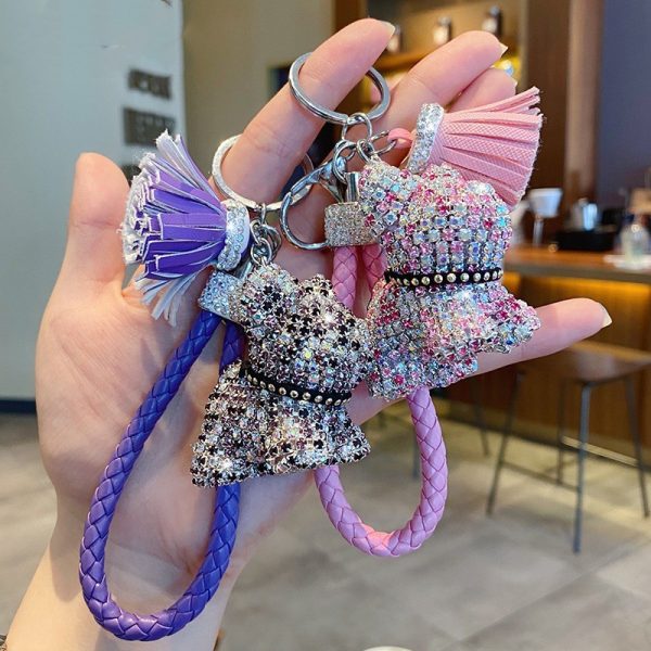 Rhinestone Dog Keychain