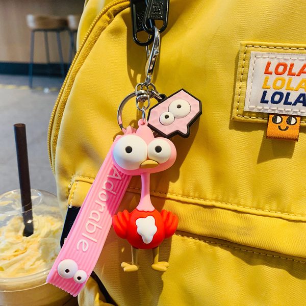 Wide Eyes Ostrich Keychain