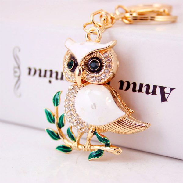 Rhinestone Owl Keychain
