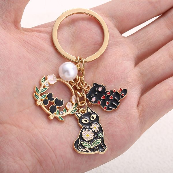 Spring Black Cat Keychain