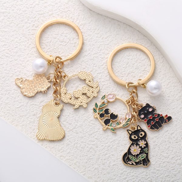 Spring Black Cat Keychain