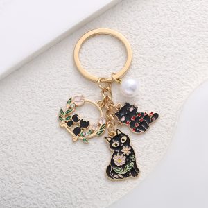 Spring Black Cat Keychain