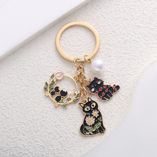 Spring Black Cat Keychain
