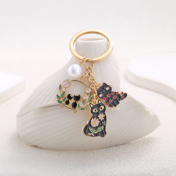 Spring Black Cat Keychain