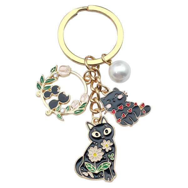 Spring Black Cat Keychain