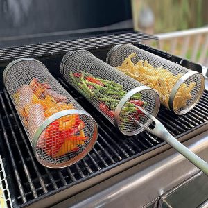 Rolling Barbecue Grilling Basket