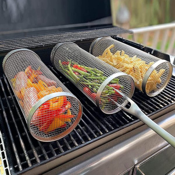 Rolling Barbecue Grilling Basket