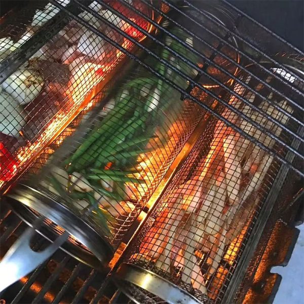 Rolling Barbecue Grilling Basket