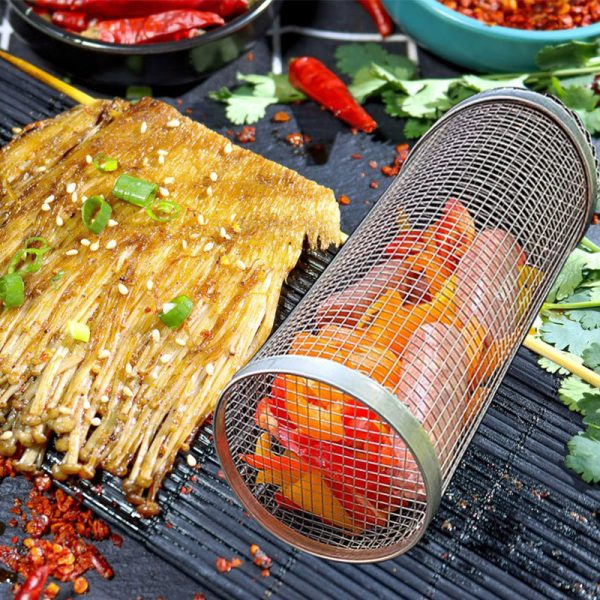 Rolling Barbecue Grilling Basket