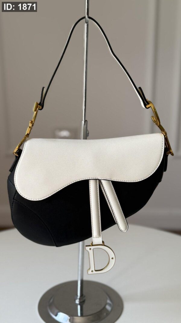 1871  Dior Saddle Bag - White On Black