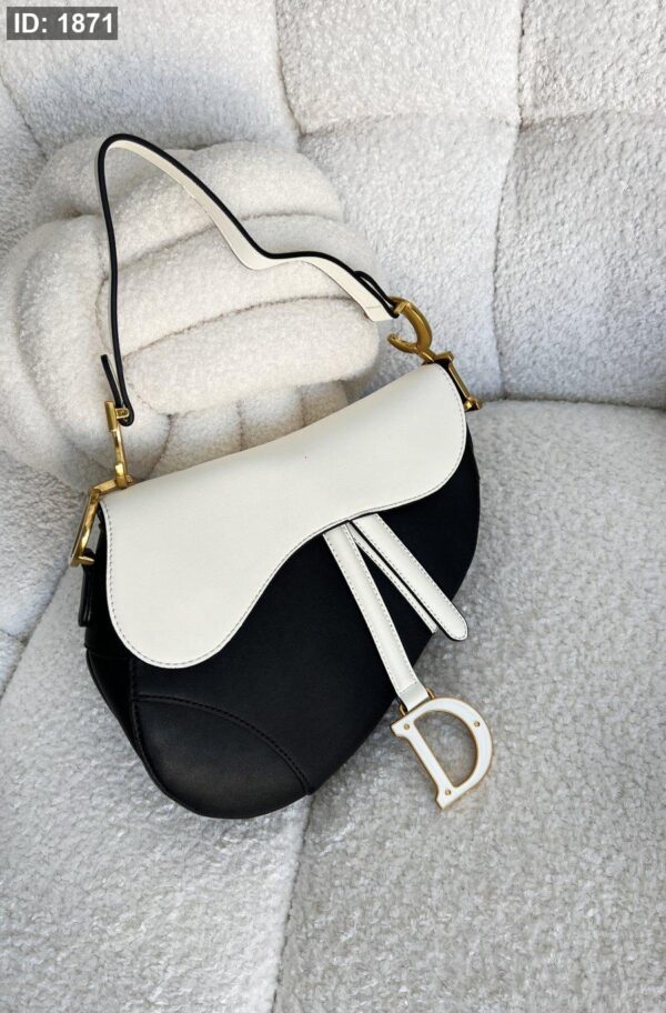 1871  Dior Saddle Bag - White On Black