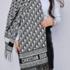1563  Dior Cashmere Scarf - Black Logo