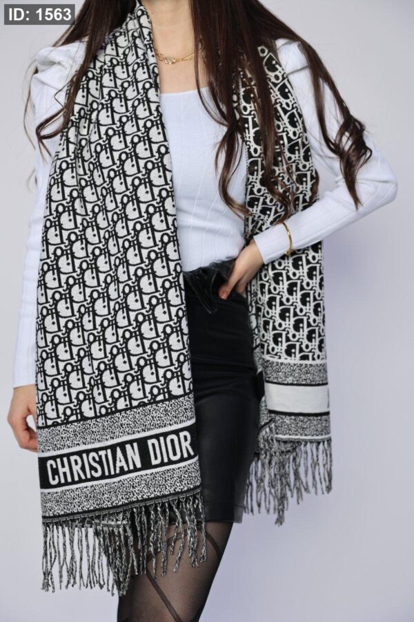 1563  Dior Cashmere Scarf - Black Logo