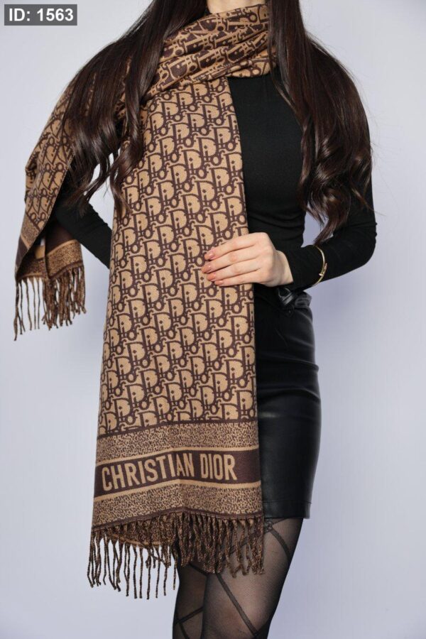 1563  Dior Cashmere Scarf - Brown Logo