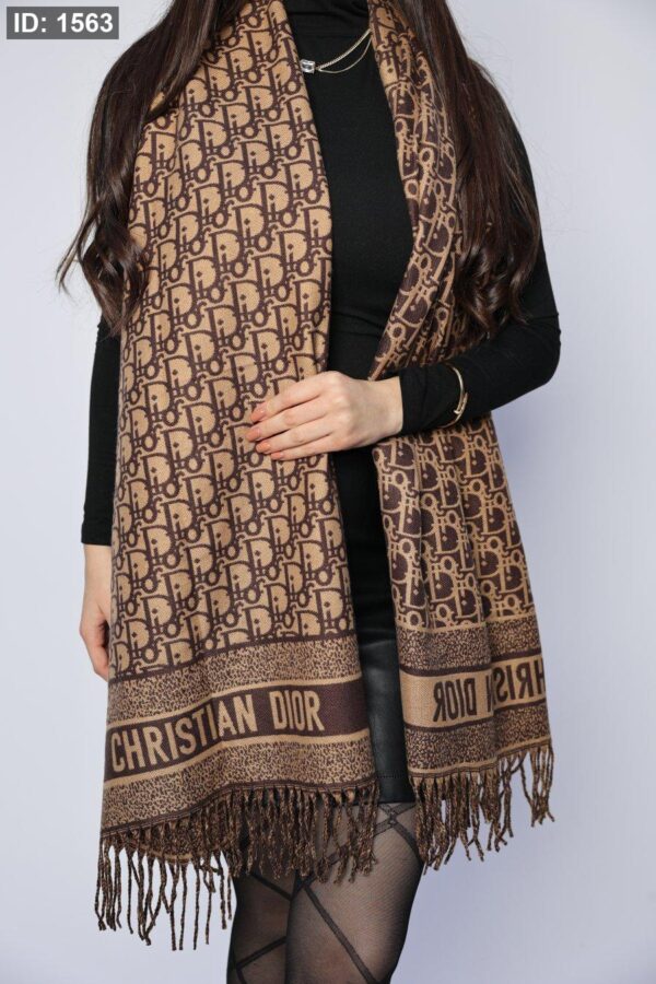 1563  Dior Cashmere Scarf - Brown Logo