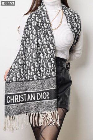 1563  Dior Cashmere Scarf - Grey Logo