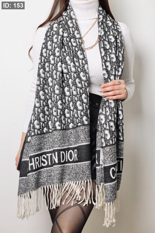 1563  Dior Cashmere Scarf - Grey Logo